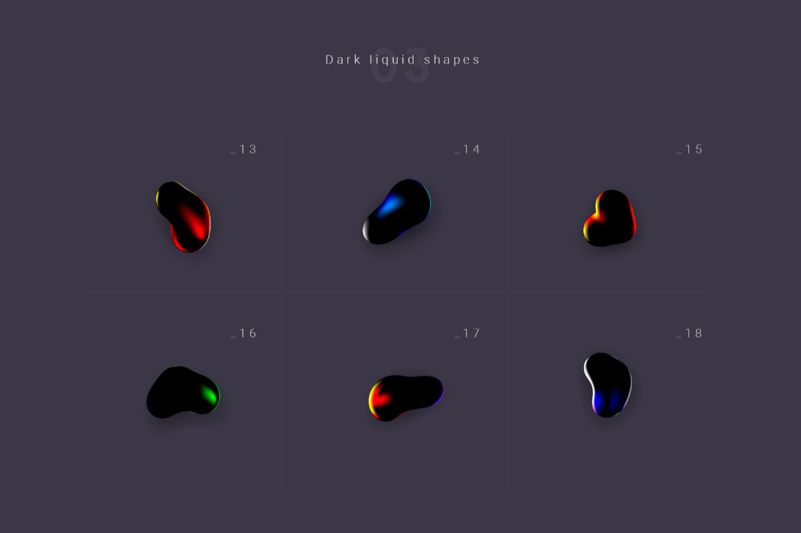 Set of graphic elements ”Dark liquid shapes”