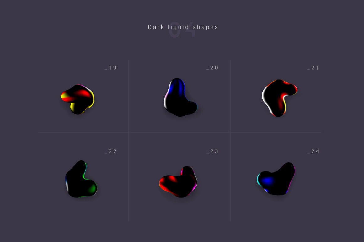 Set of graphic elements ”Dark liquid shapes”