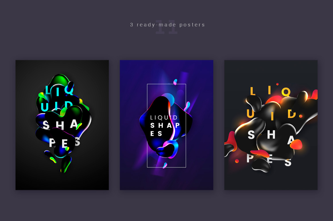 Set of graphic elements ”Dark liquid shapes”