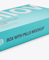 Glossy Pills Box Mockup - Halfside View