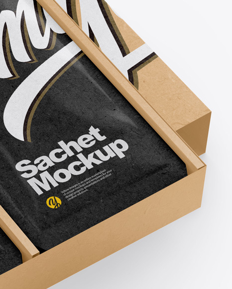 Kraft Box with Sachets Mockup