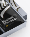 Metallic Box with Sachets Mockup