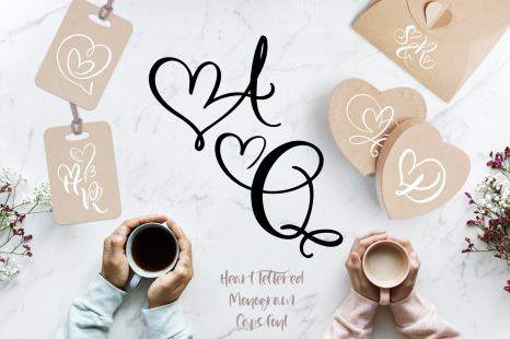 Wedding Heart Monogram Font - Valentine ornaments