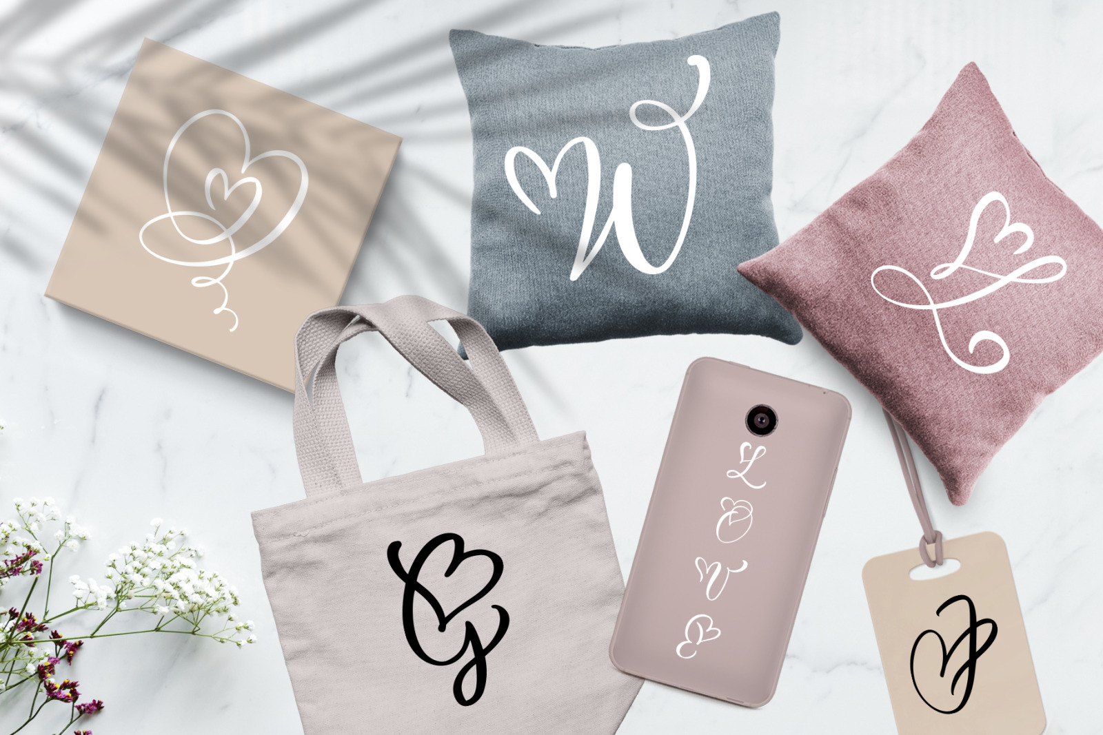 Wedding Heart Monogram Font Wedding Heart Monogram Font