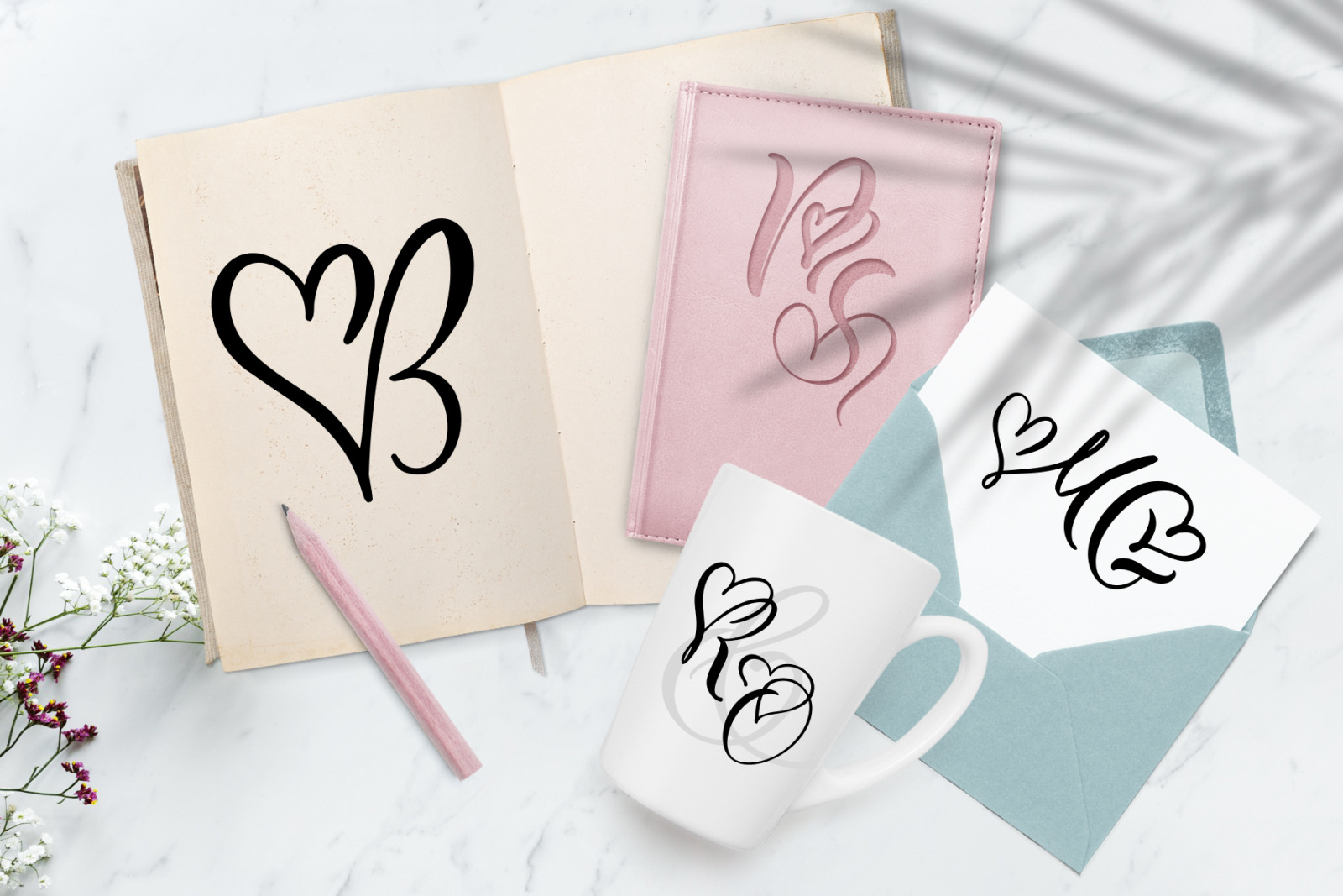 Wedding Heart Monogram Font Wedding Heart Monogram Font