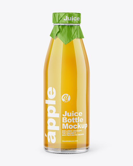 Clear Glass Bottle With Apple Juice Mockup - 1L+Apple+Juice+Glass+Bottle+Mockup+|+Exclusive+Mockups