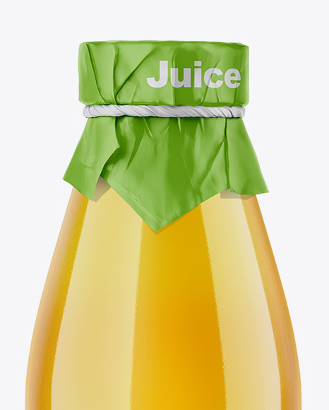 Clear Glass Bottle With Apple Juice Mockup