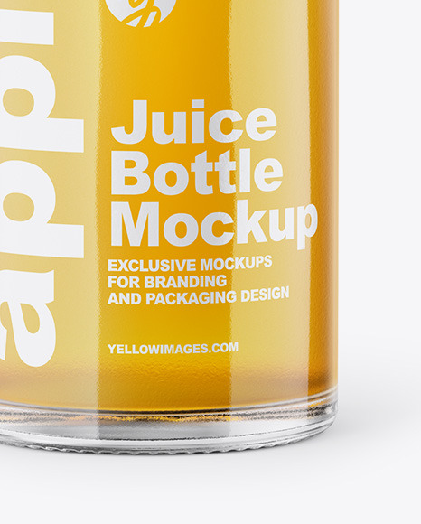 Clear Glass Bottle With Apple Juice Mockup