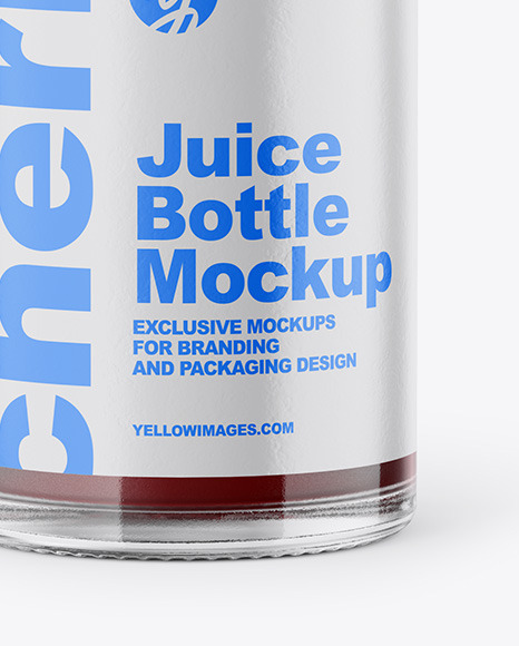 Clear Glass Bottle With Cherry Juice Mockup