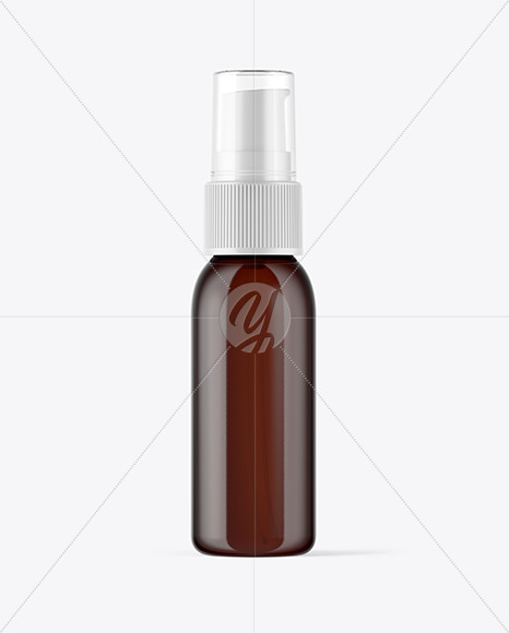 Amber Cosmetic Bottle with Pump Mockup