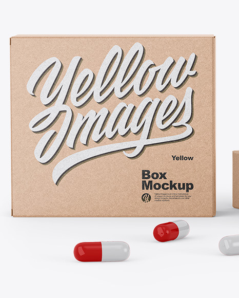 Two Kraft Boxes with Pills Mockup