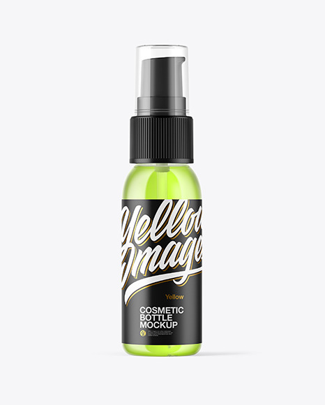 Clear Cosmetic Bottle with Pump Mockup Clear Cosmetic Bottle with Pump Mockup