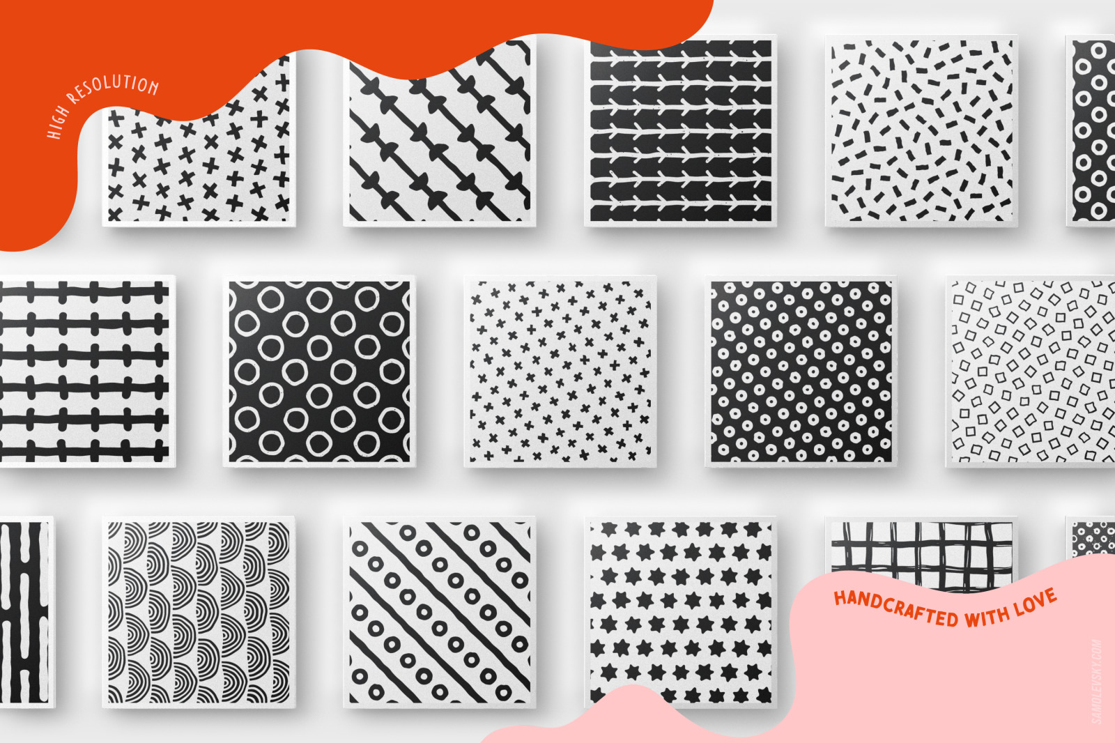 Handmade patterns bundle - 300 seamless patterns, brushes, and shapes