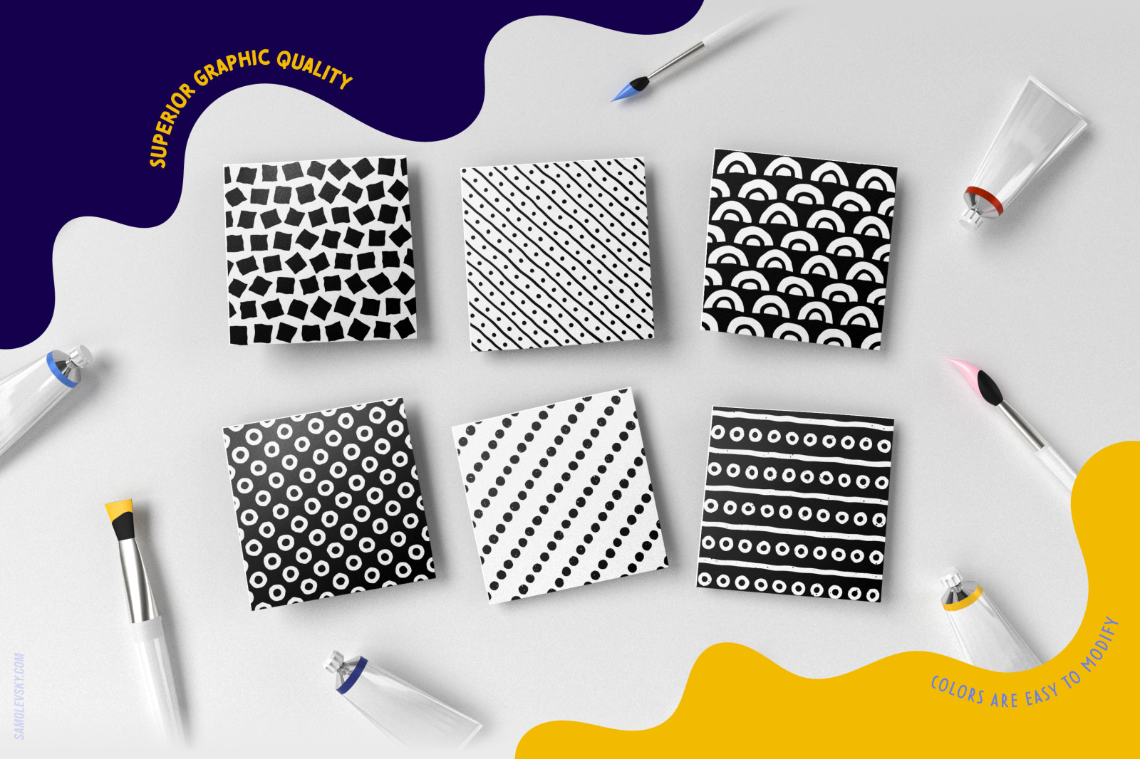 Handmade patterns bundle - 300 seamless patterns, brushes, and shapes