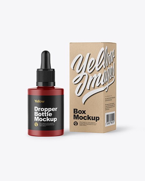 Matte Dropper Bottle w/ Box Mockup