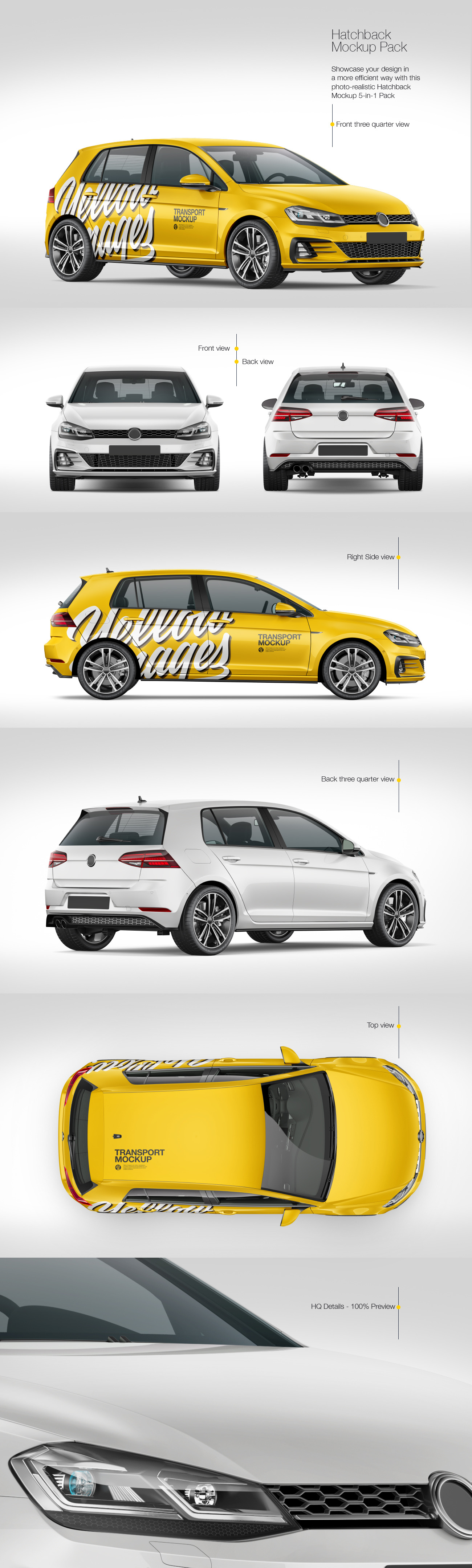 5-doors Hatchback Mockup Pack