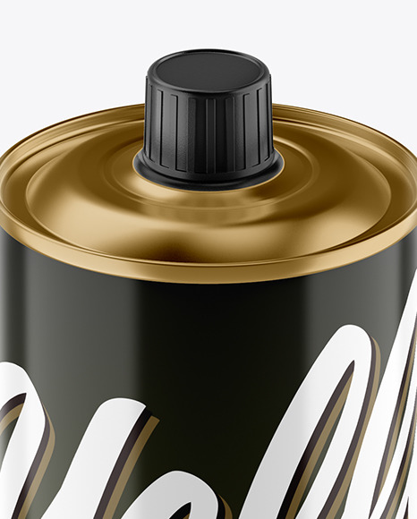 1L Glossy Olive Oil Tin Can Mockup