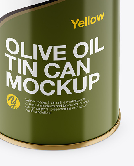 1L Glossy Olive Oil Tin Can Mockup