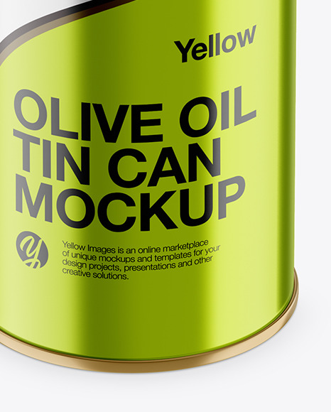 1L Metallic Olive Oil Tin Can Mockup