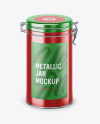 Metallic Jar With Locking Lid Mockup (high-angle shot)