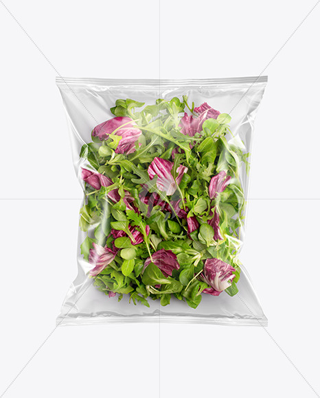 Plastic Bag With Salad Kit Mockup