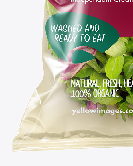 Plastic Bag With Salad Kit Mockup