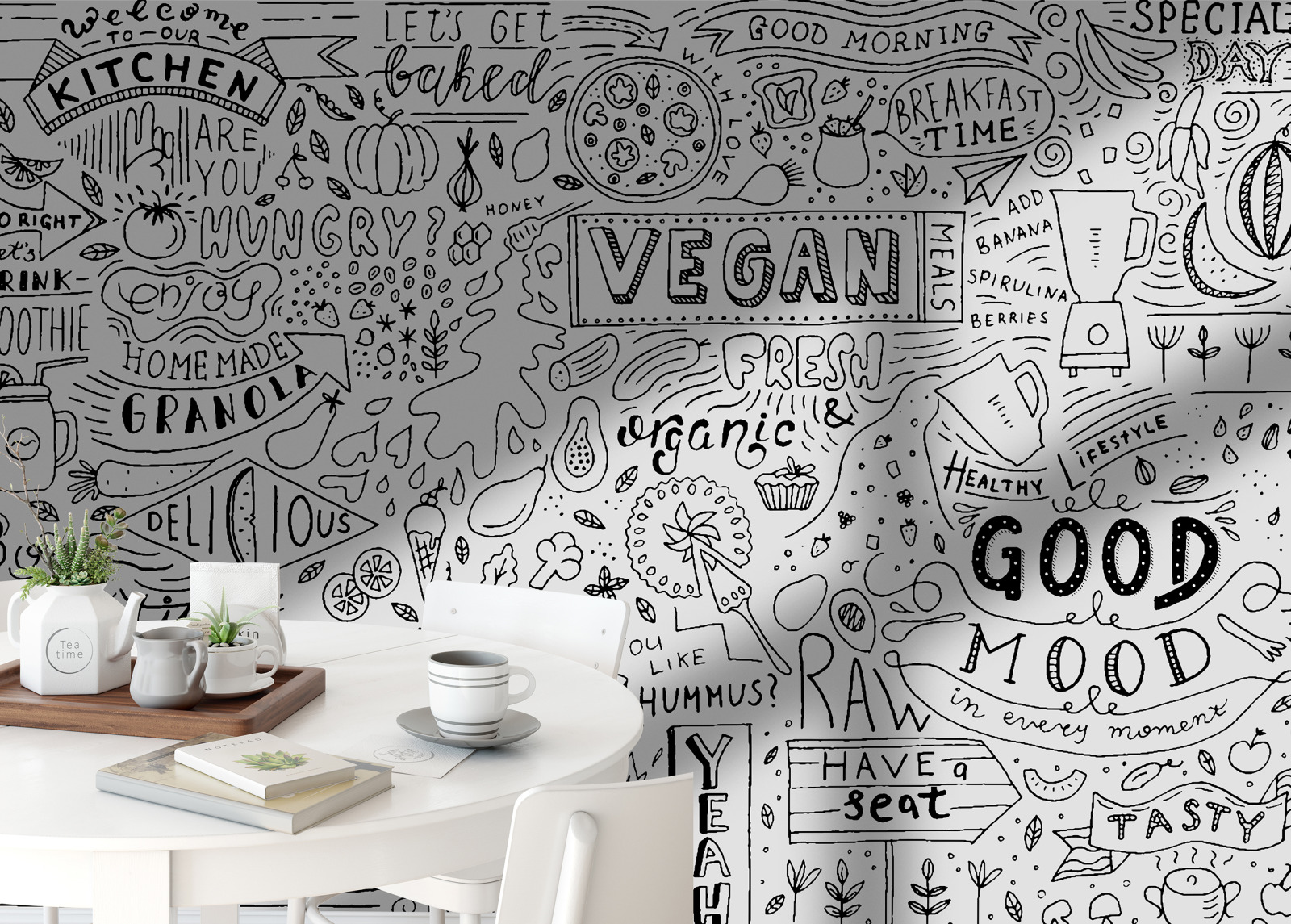 Vegan Food Doodle Art