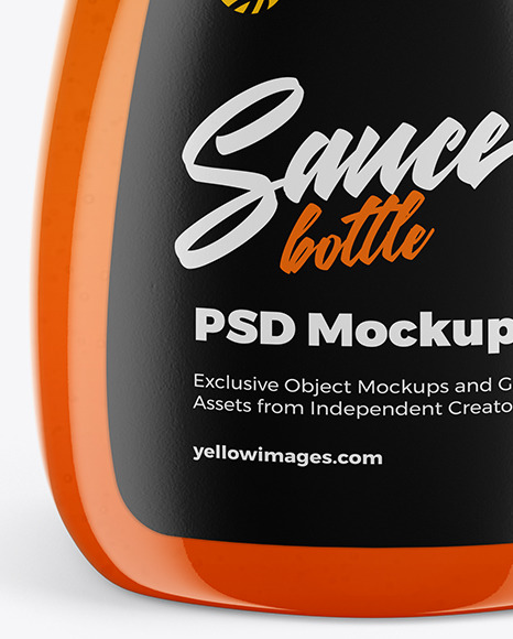 Sauce Bottle Mockup - Front view (High Angle Shot)