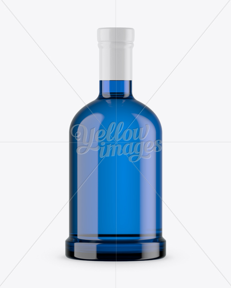 Blue Glass Bottle w/ Dry Gin Mockup