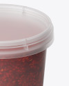 Frosted Plastic Container With Raspberry Jam Mockup - High-Angle Shot