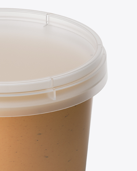 Frosted Plastic Container With Nut Butter Mockup - High-Angle Shot