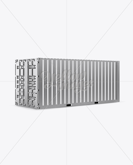 20F Metallic Shipping Container Mockup - Halfside View - Free Download