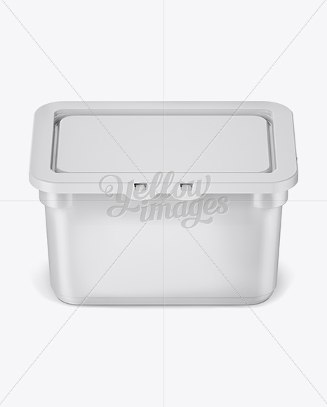 Plastic Container For Washing Capsules - Front View (High-Angle Shot)