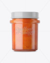 Glass Apricot Jam Jar Mockup - Front View