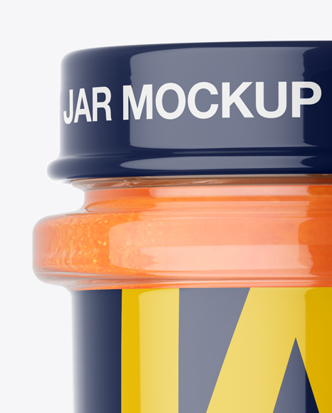 Glass Apricot Jam Jar Mockup - Front View