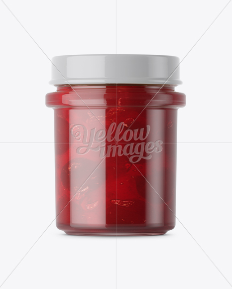 Glass Cherry Jam Jar Mockup - Front View