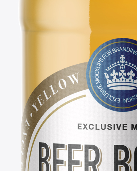 40oz Clear Glass Bottle with Lager Beer Mockup