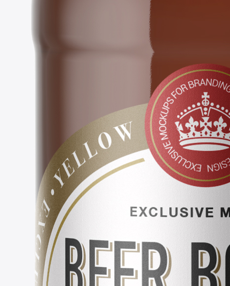 40oz Amber Glass Bottle with Light Beer Mockup