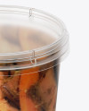 Glossy Plastic Container With Vegetables Mockup - High-Angle Shot