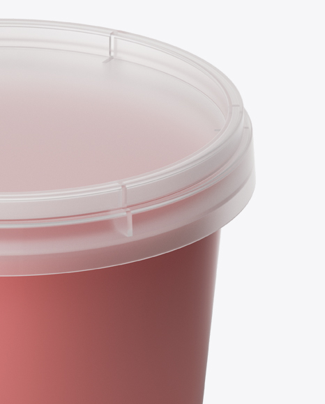 Frosted Plastic Container With Strawberry Yogurt Mockup - High-Angle Shot