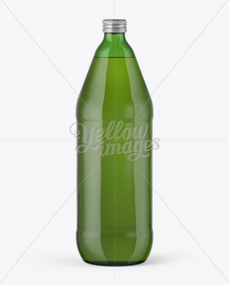 40oz Green Glass Bottle with Lager Beer Mockup