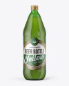 40oz Green Glass Bottle with Lager Beer Mockup