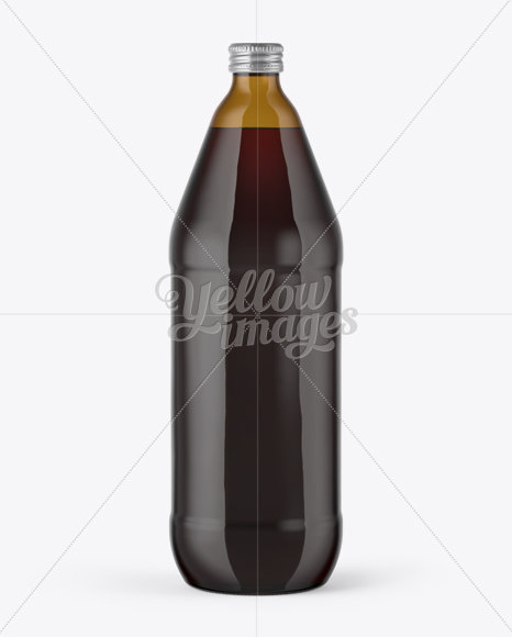 40oz Amber Glass Bottle with Red Ale Mockup