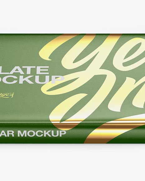 Glossy Chocolate Bar Mockup - Front View (High Angle Shot)