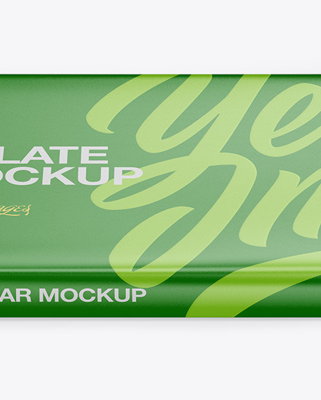 Glossy Chocolate Bar Mockup - Front View (High Angle Shot)