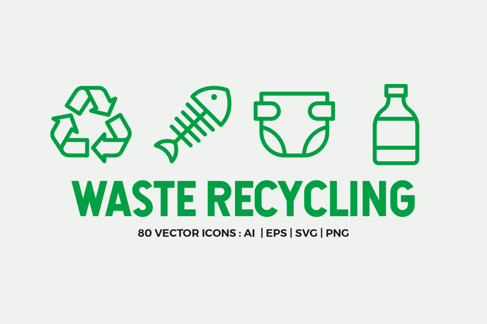 Waste Recycling Line Icons