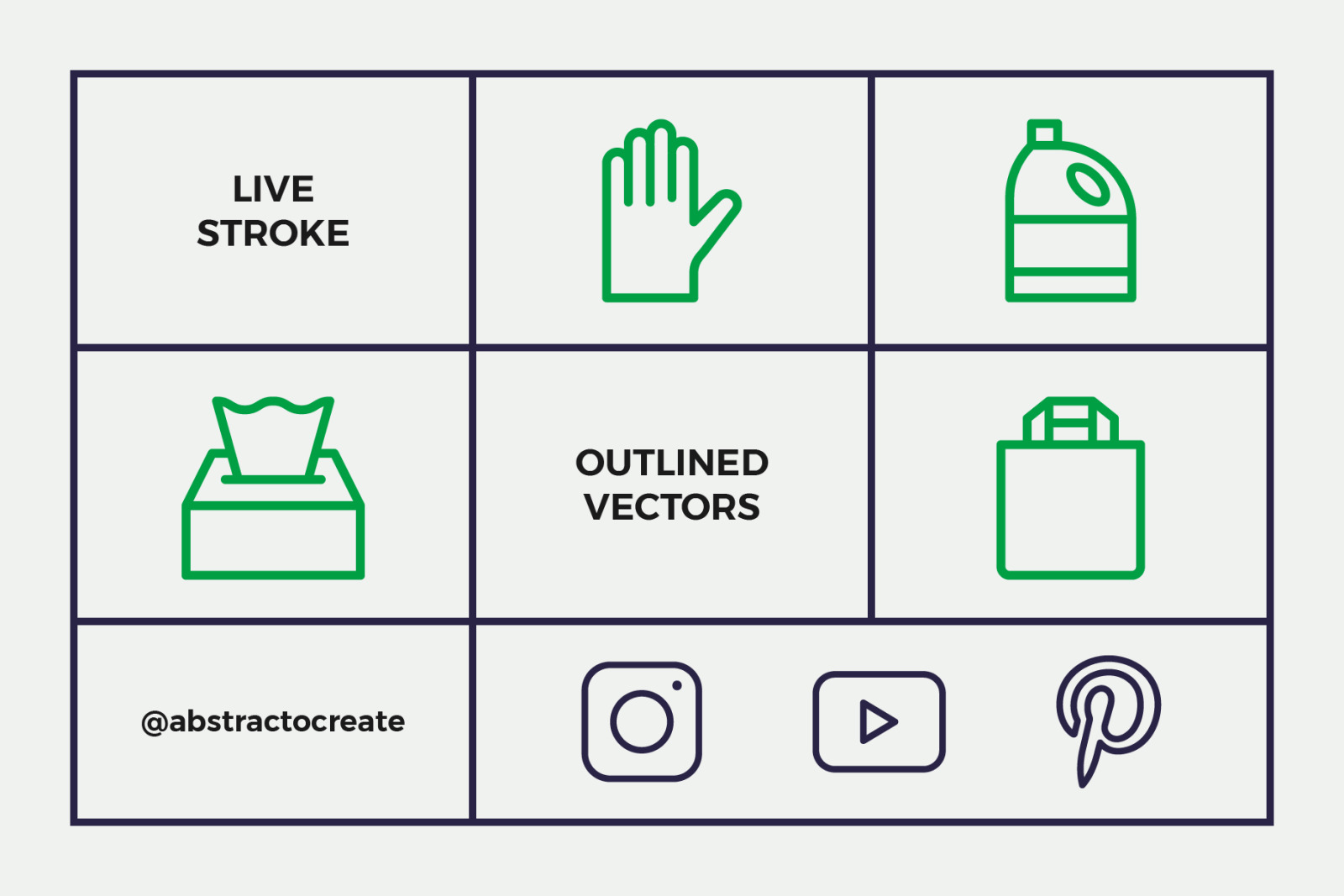 Waste Recycling Line Icons