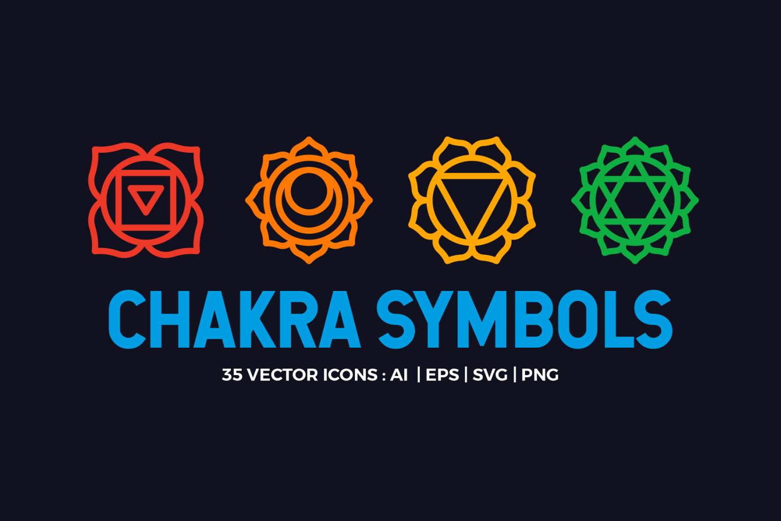 Chakra Symbols Set Spiritual Vector