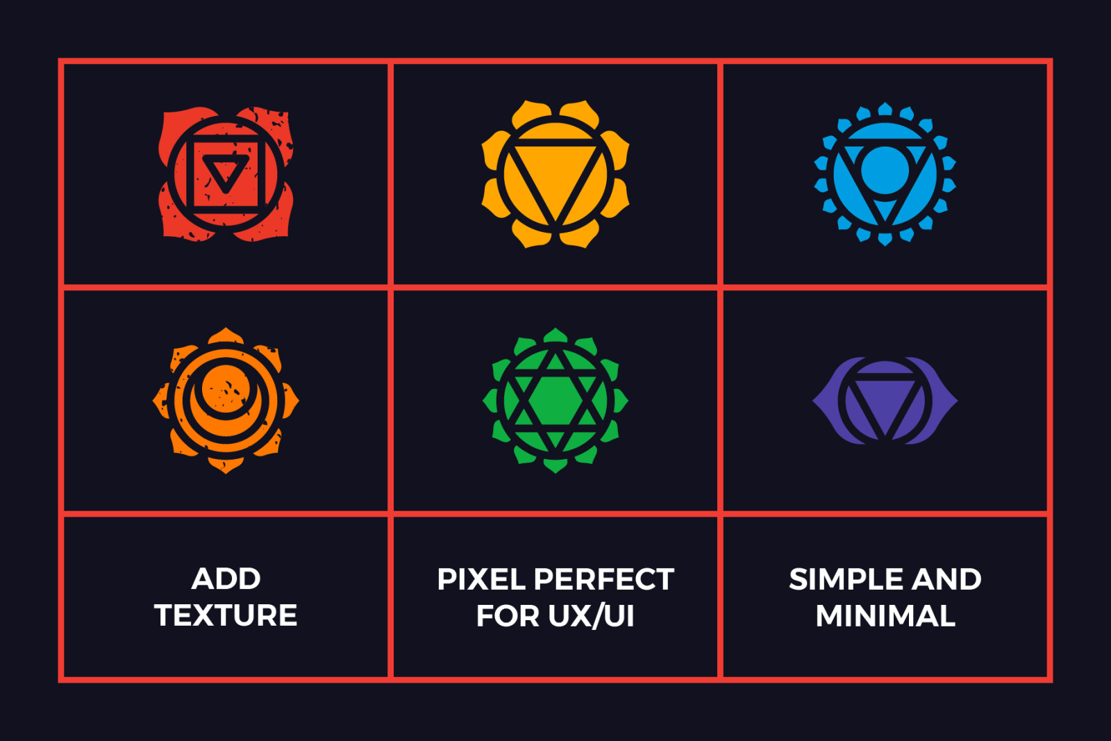 Chakra Symbols Set Spiritual Vector