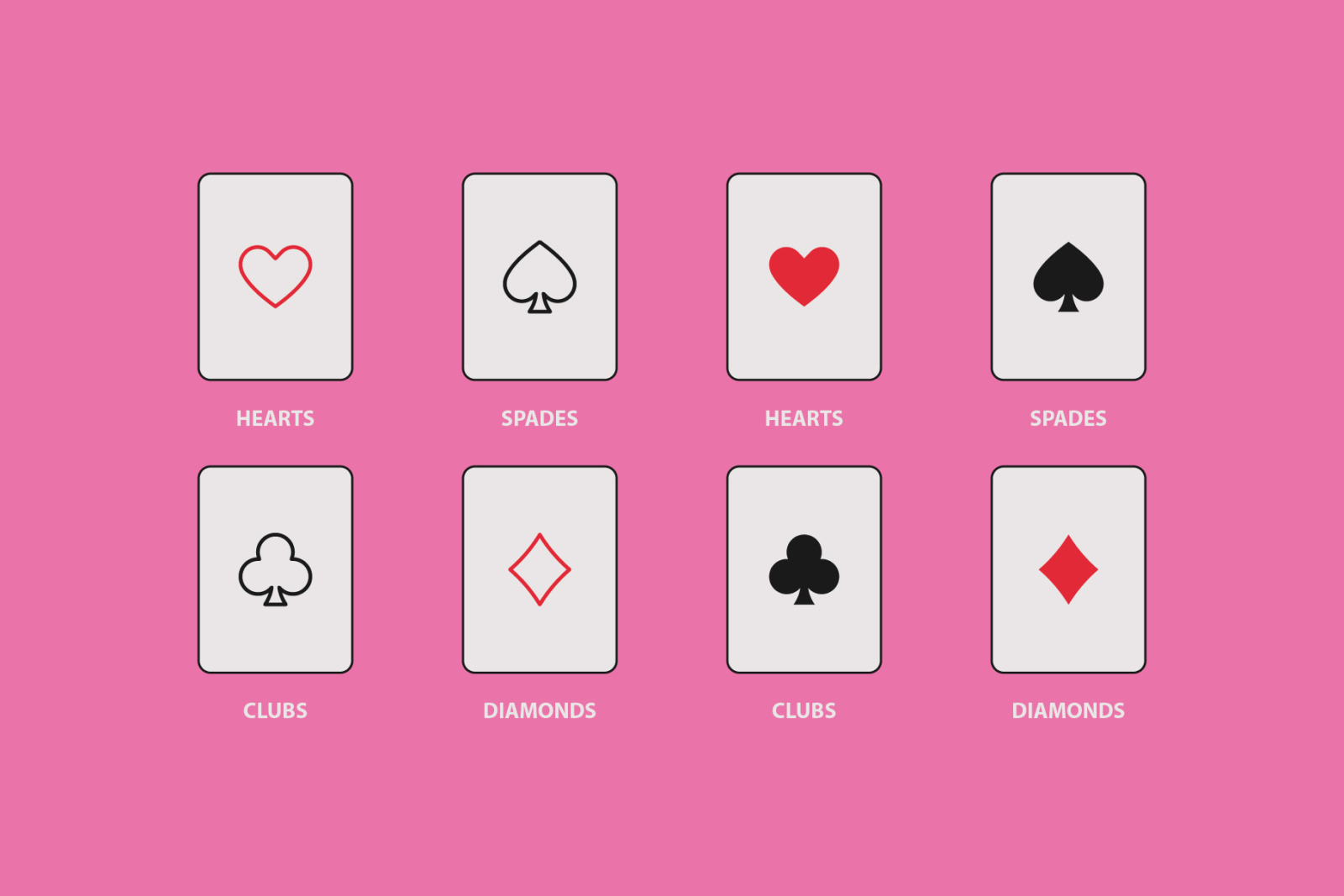 8 Playing Card Poker Symbols Set